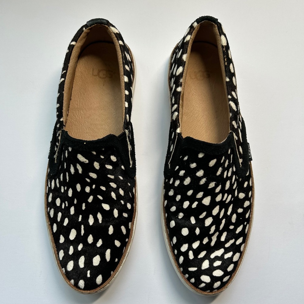 UGG Soleda Calf Hair Slip On Sneakers Shoes Loafers Women 6.5 Animal Print